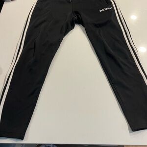 Adidas men’s  Black Joggers with White Stripes